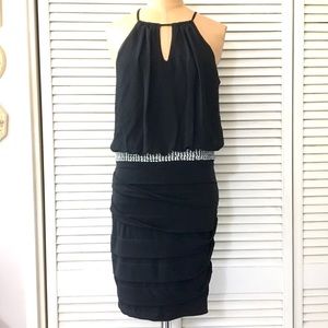 🆕 City Studio Womens Dress Medium Black Sleeveless Halter Cocktail Party Bling